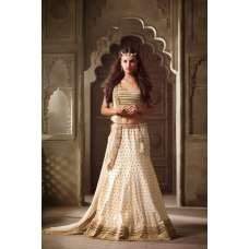 Satin Lehenga Choli Beige & Magenta Indian Wedding Dress