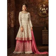 CREAM AND PINK INDIAN WEDDING GHARARA AND LEHENGA STYLE DRESS