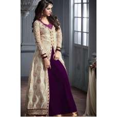 M20002-C PURPLE AND SILVER GEORGETTE PARTY WEAR ANARKALI SUIT