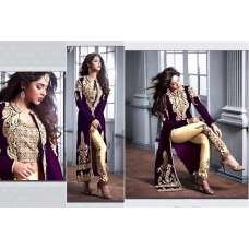 M20004-C PURPLE AND GOLD GEORGETTE PARTY WEAR ANARKALI SUIT