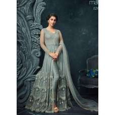 TURQUOISE HEAVY EMBROIDERED INDIAN WEDDING SLIT GOWN TURQUOISE HEAVY EMBROIDERED INDIAN WEDDING SLIT GOWN