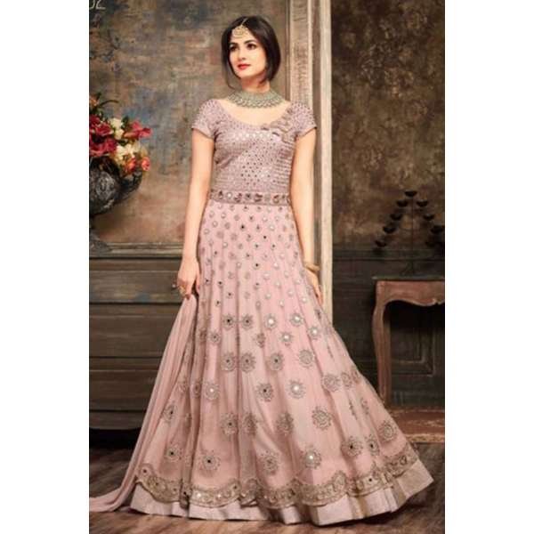 Pink Party Outfit Indian Designer Long Frock Suit
