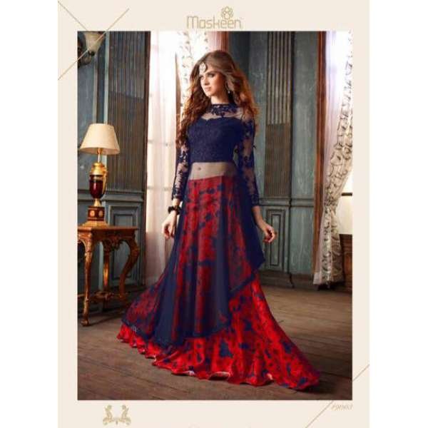 ZMA19003 NAVY BLUE AND RED MAISHA ADDICTION 5 PARTY WEAR SUIT 