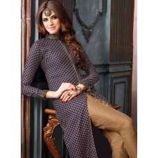Fancy Party Wear Dark Blue & Brown Pakistani Designer Suit