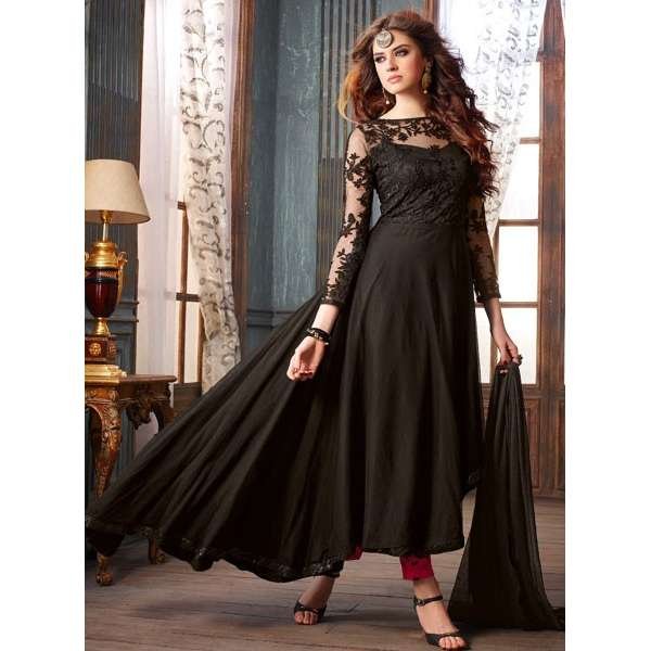 Black Evening Gown Pakistani Designer Party Dress