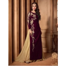 M2510 Maroon MAISHA MASKEEN VELVET SUIT.