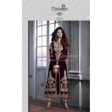 M2605 MAROON AND GOLD MASKEEN MAISHA DESIGNER SUIT