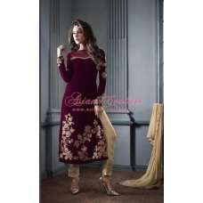 ZM2607 PLUM AND GOLD MASKEEN MAISHA DESIGNER DRESS