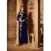 Navy Blue & Beige Indian Designer Velvet Party Suit