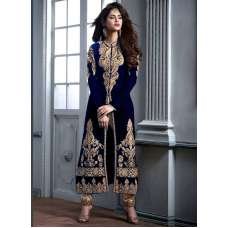 Navy Blue Premium Velvet Indian Party Wear Suit