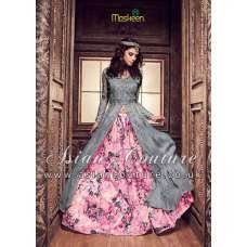 Grey Printed Anarkali Frock Party Wear Dress