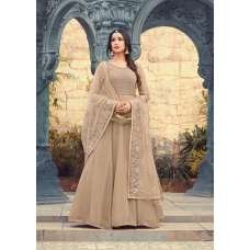 WARM SAND INDIAN PAKISTANI PARTY WEAR ANARKALI DRESS