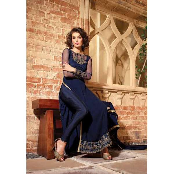 ZMN2708 NAVY MAISHA NEERJA GEORGETTE SUIT