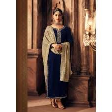 NAVY BLUE INDIAN DESIGNER FALKEN VELVET SALWAR SUIT ( 2-3 weeks delivery ) 