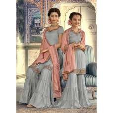 Grey Mother Daughter Matching Ghararas Indian Party Wedding Outfit Grey Mother Daughter Matching Ghararas Indian Party Wedding Outfit