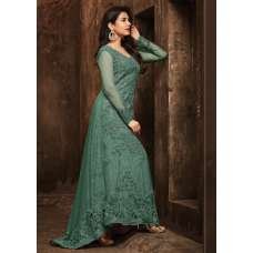GREEN HEAVY EMBELLISHED INDIAN DESIGNER EVENING TRAIL GOWN GREEN HEAVY EMBELLISHED INDIAN DESIGNER EVENING TRAIL GOWN