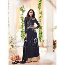 Blue Embroidered Anarkali Suit Indian Evening Dress