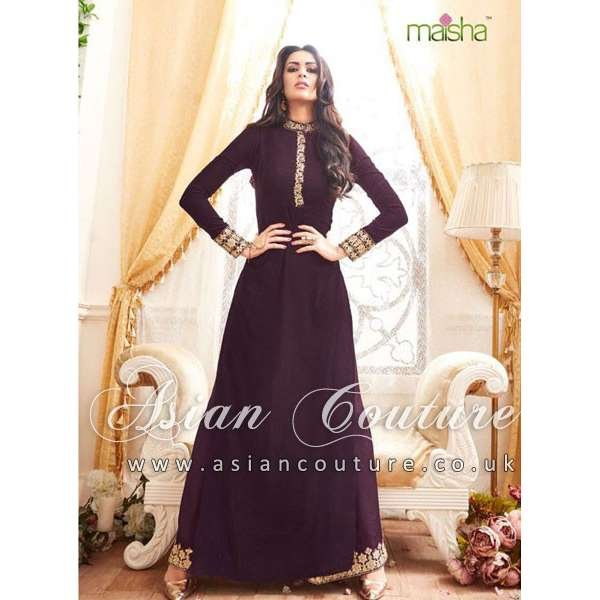 Magenta Indian Designer Suit Elegant Evening Dress UK