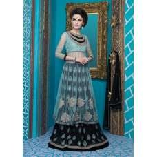 Black & Sea Blue Indian Lehenga Embellished Indian Wedding Dress Black & Sea Blue Indian Lehenga Embellished Indian Wedding Dress