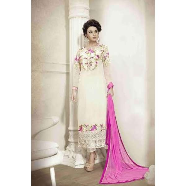 M18011 WHITE MEHAK PARTY WEAR GEORGETTE SALWAR KAMEEZ SUIT