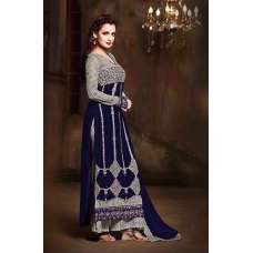 Navy Blue And Silver Long Kurti Glamour Semi Stitched Salwar Suit Navy Blue And Silver Long Kurti Glamour Semi Stitched Salwar Suit