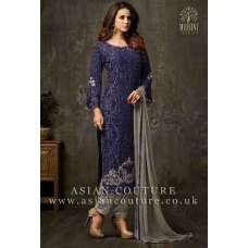 LAVISHING BLUE AND GREY PARTY WEAR SALWAR SUIT