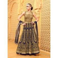 27002 GOLDEN AND NAVY BLUE MOHINI GLAMOUR LEHENGA SUIT