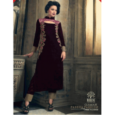 M23008 PLUM MOHINI GLAMOUR VELVET PARTY WEAR SUIT