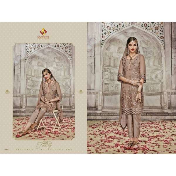 SJ5006 BROWN SAJAWAT MUMTAZ-2 EMBROIDERED SALWAR KAMEEZ
