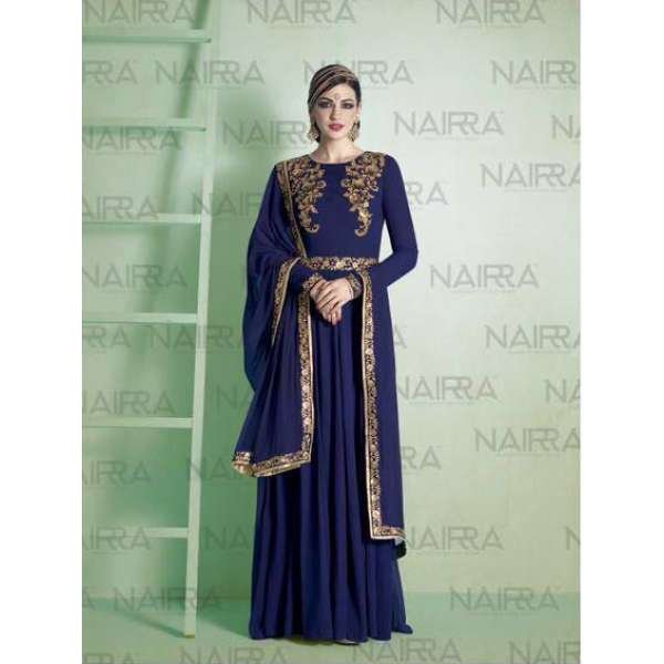 Navy Blue Pakistani Wedding Anarkali Gown