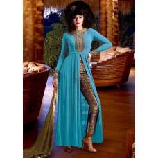 Turquoise Blue Georgette Indian Party Wear Suit Turquoise Blue Georgette Indian Party Wear Suit