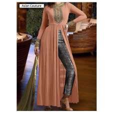 Peach Nakkashi Party Designer Capri Suit (SNKC3201)