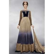 Gold and Blue Indian Wedding Bridal Gown