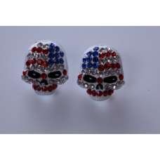 Union Jack Skeleton Shamballa Stud Earrings 