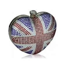 Union Jack Crystal Heart Clutch