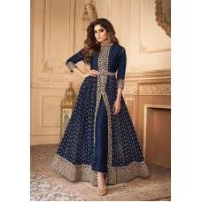 Navy Blue Desi Indian Slit Style Party Dress