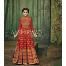 RED DIA MIRZA HEAVY EMBROIDERED WEDDING GOWN