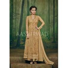 GOLD INDIAN DESIGNER DIA MIRZA EMBROIDERED ANARKALI SUIT