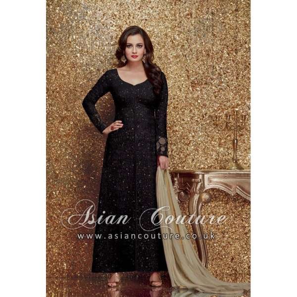 Black Gold Long Dress Sequin Suit Maxi Gown