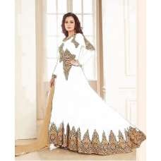 WHITE HEAVY EMBROIDERED FLOOR LENGTH ANARKALI DRESS