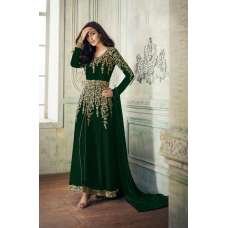 GREEN FRONT SLIT GEORGETTE INDIAN ANARKALI SUIT
