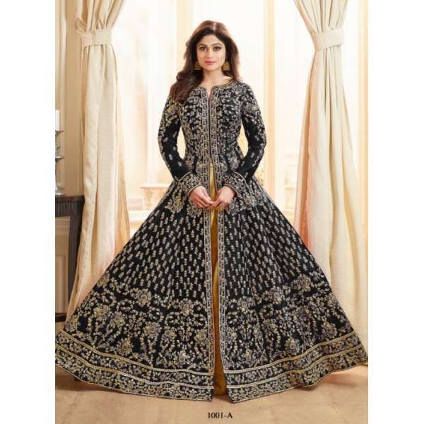 BLACK INDIAN SLIT STYLE ANARKALI DRESS