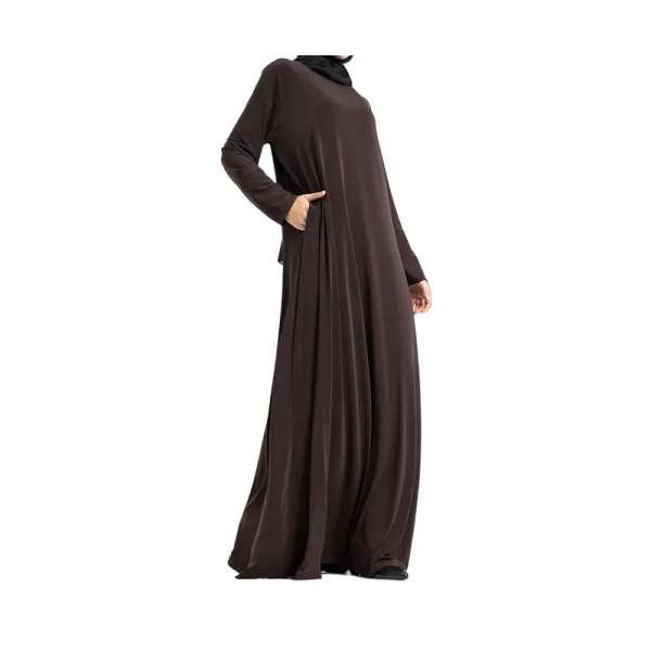 Chocolate Brown Jersey A-Line Abaya