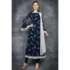 Navy Blue Anarkali Floral Dress Navy Blue Anarkali Floral Dress