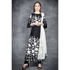 Black Floral Printed Designer Gown Anarkali Suit