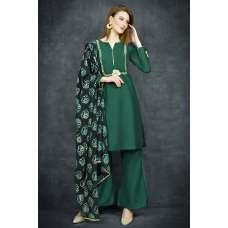 Ultramarine Green Straight Cut Kurta & Palazzo Pajama Suit