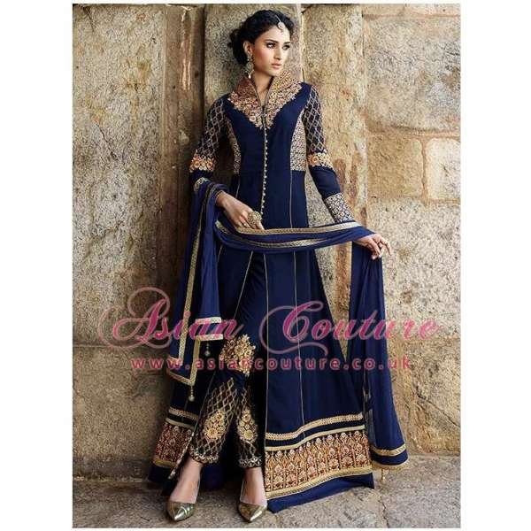 Navy Blue Fancy Indian Anarkali Dress