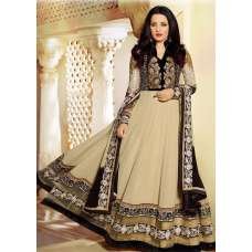 Beige & Black Indian Georgette Anarkali Dress