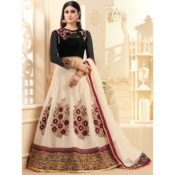Black Cream Heavy Designer Lengha Wedding Wear