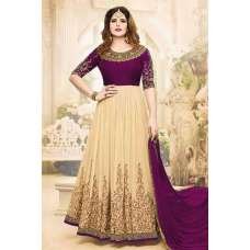 Purple and Beige Anarkali Wedding Suit Maxi Gown